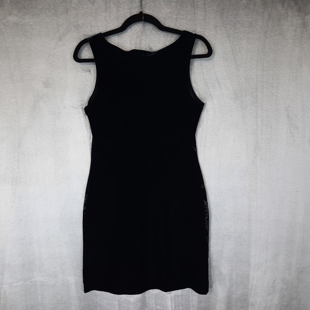 VTG Black Velvet Mini Dress Silver Glitter Womens Small Whimsigoth Fairy Grunge - Picture 5 of 13